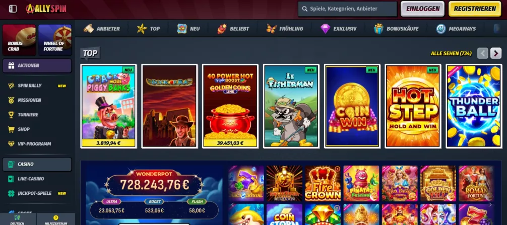 Allyspin Casino – 225% bis zu 1000 € Willkommensbonus für deutsche Spieler